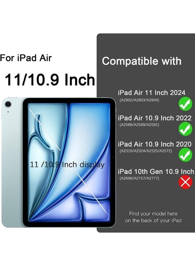 جراب لجهاز iPad Air مقاس 11 بوصة (2025 M3/2024 M2/Air 7 6 5 4) (2025/2024/2022/2020) مقاس 10.9 بوصة، مزود بحامل قلم Apple Pencil، وغطاء ذكي، ويدعم شحن قلم Apple Pencil، وخاصية التشغيل/الإيقاف التلقائي. - Image 2